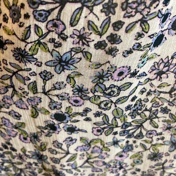 Free People Lela Blouse XS Floral Smocked Semi Sheer Cottagecore Boho Prairie - Picture 13 of 16